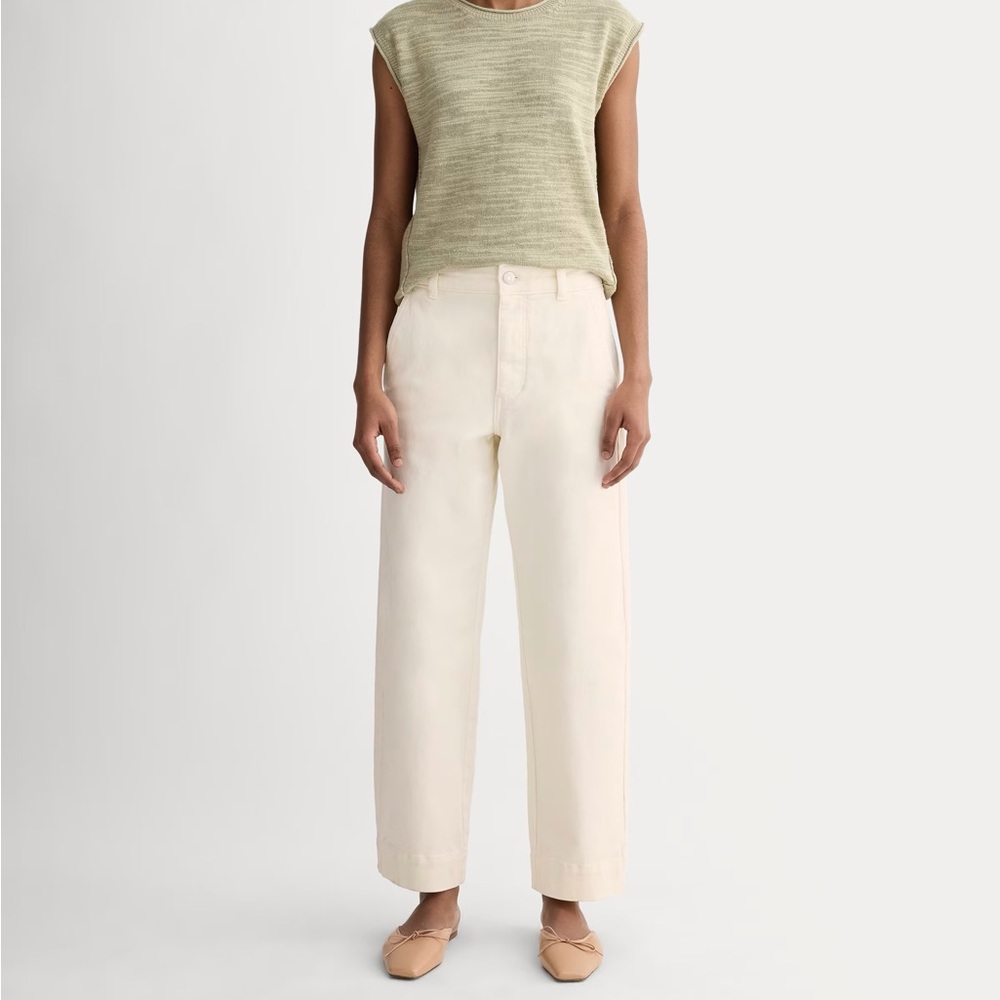Everlane Cropped Straight Leg Pants in Bone White Size 0
